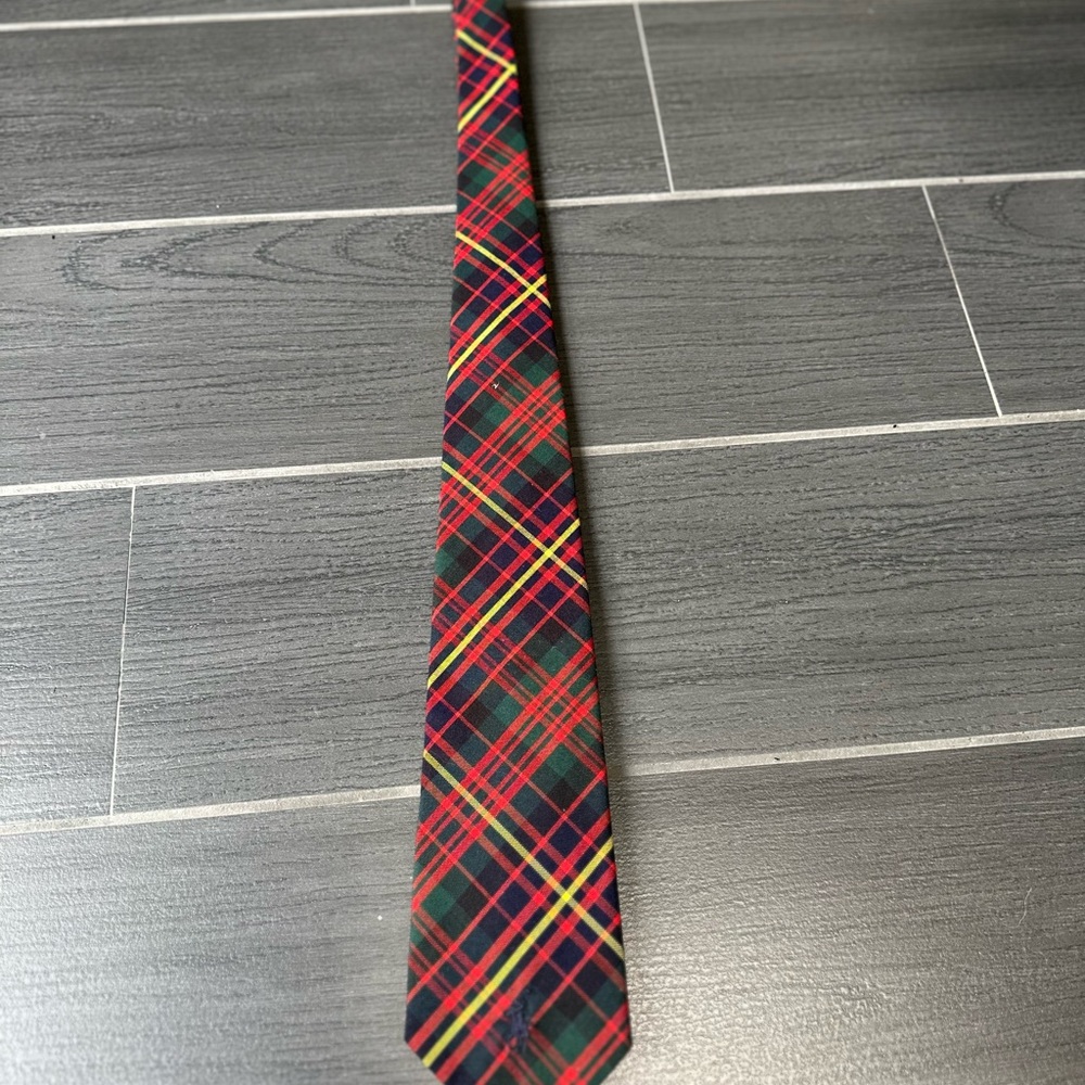 Polo Ralph Lauren Plaid Tie with Red and Yellow Accents
